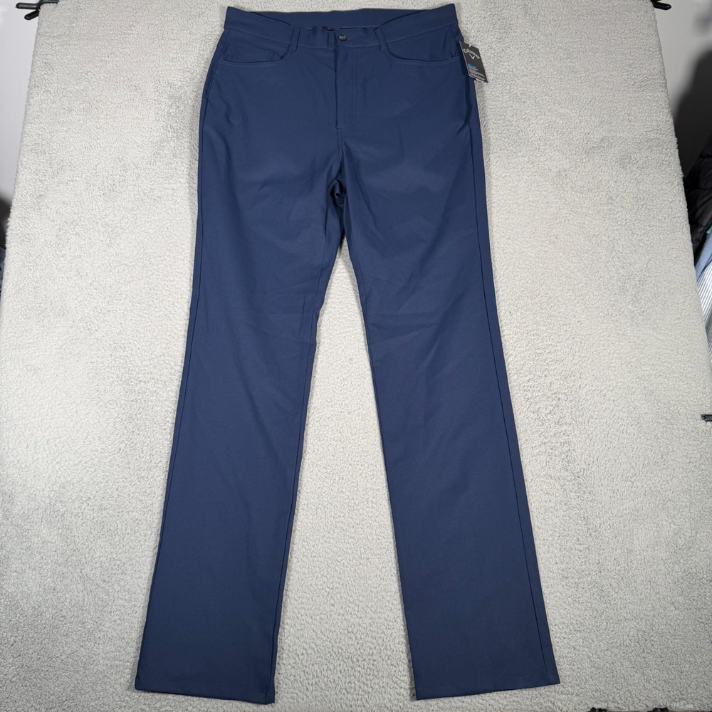 Callaway Pants Mens 38x36 (Fits 36x36) Blue Opti Dri Golf Performance Stretch